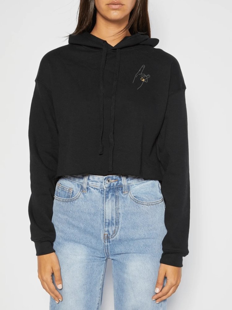 THE PAULIE - EMBROIDERED CROP HOODIE - madebytony